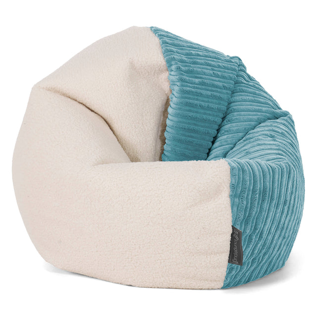 Flexforma Kids Bean Bag Chair for Toddlers 1-3 yr - Boucle & Cord Aegean Blue 01