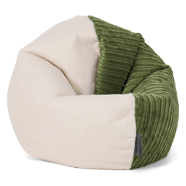 Flexforma Kids Bean Bag Chair for Toddlers 1-3 yr - Boucle & Cord Forest Green 01