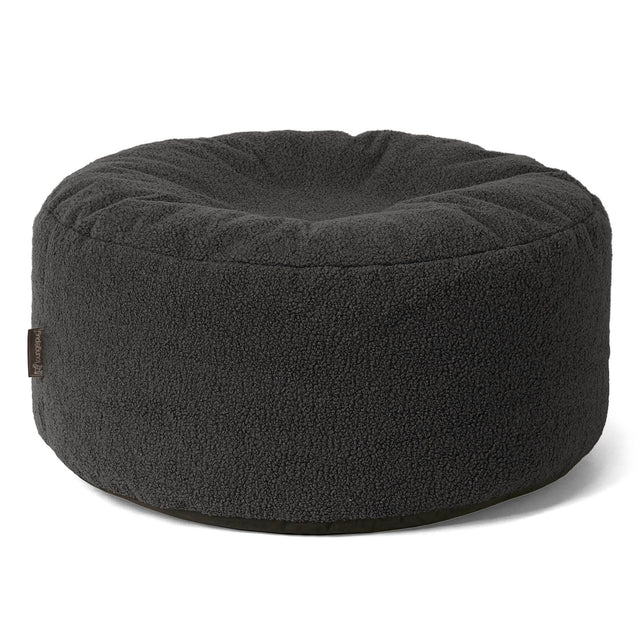 Large Round Pouffe - Boucle Graphite Grey 01