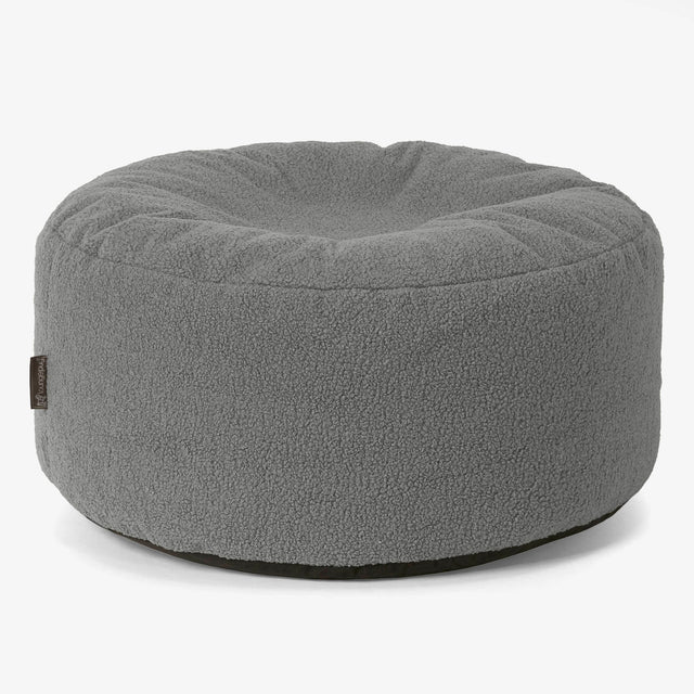 Large Round Pouffe - Boucle Grey 01