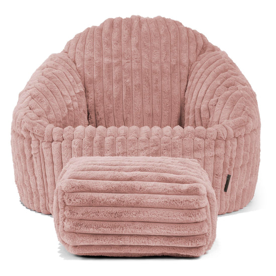 Bubble Bean Bag Chair - Ultra Plush Cord Dusty Pink 02