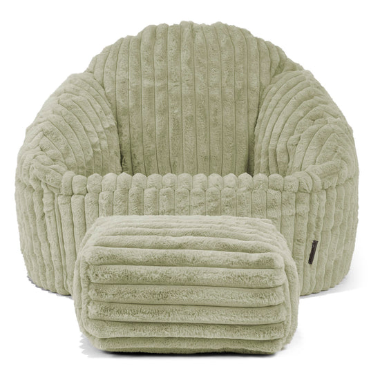 Bubble Bean Bag Chair - Ultra Plush Cord Sage Green 02