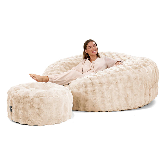 Mega Mammoth Bean Bag Sofa - Bubble Faux Fur Cream