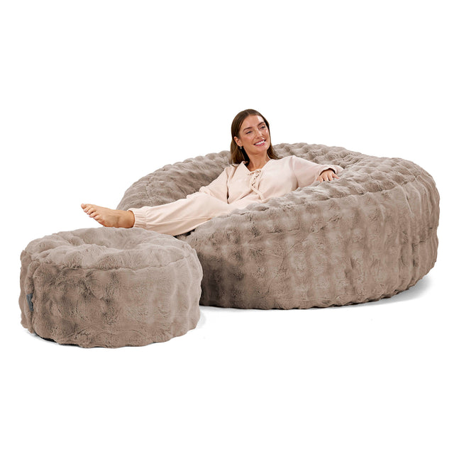 Mega Mammoth Bean Bag Sofa - Bubble Faux Fur Mink