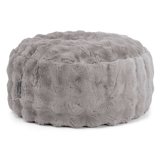 Large Round Pouffe - Bubble Faux Fur Grey 01