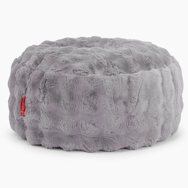 Large Round Pouffe - Bubble Faux Fur Grey 01