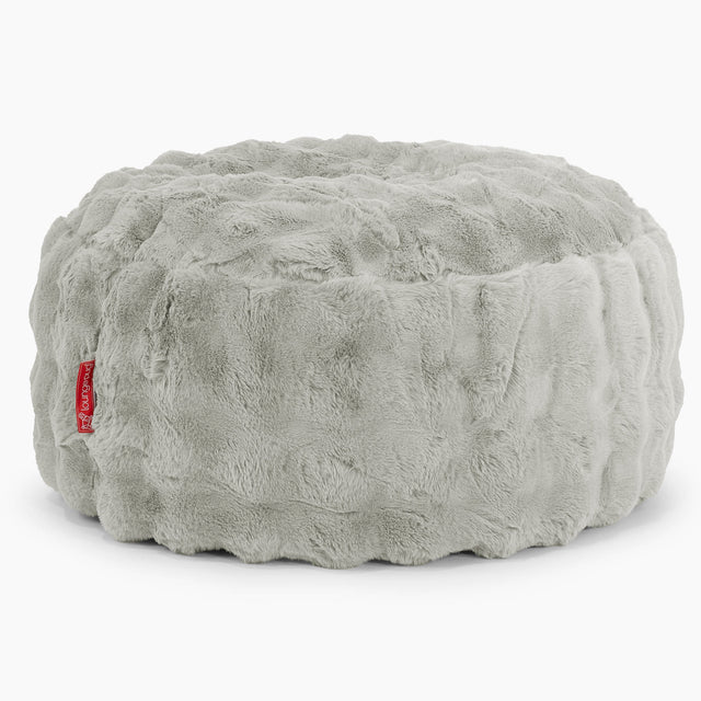 Large Round Pouffe - Bubble Faux Fur Sage Green 01