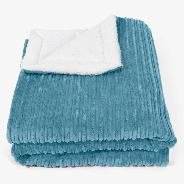 Large Sherpa Throw / Blanket 140 x 200cm - Cord Aegean Blue 01
