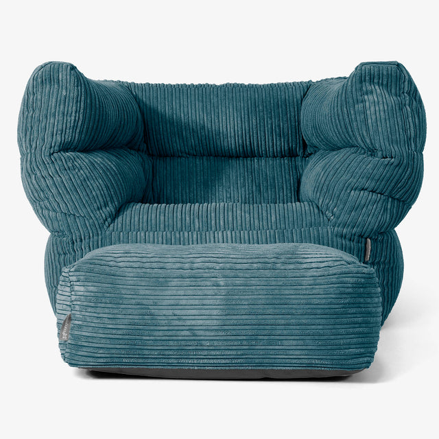 Albert Bean Bag Armchair 2.0 - Cord Teal Blue 02