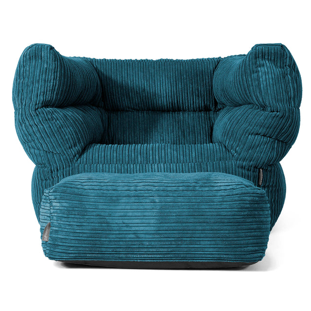 Albert Bean Bag Armchair 2.0 - Cord Teal Blue 02