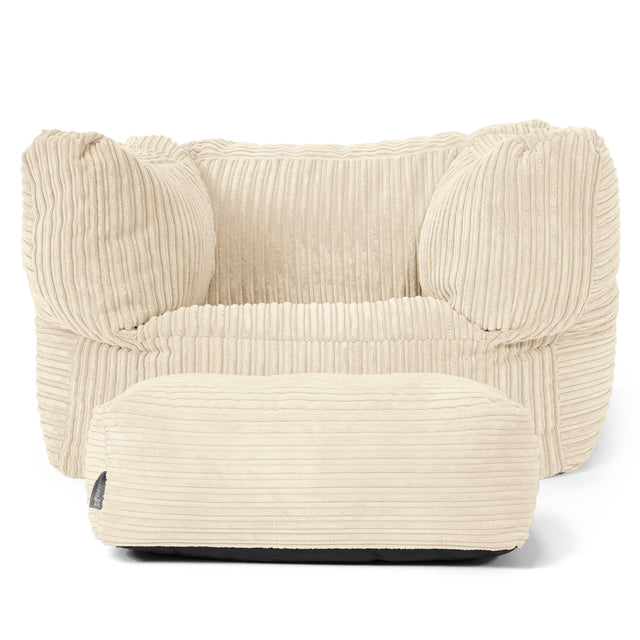 Albert Bean Bag Armchair - Cord Cream 02