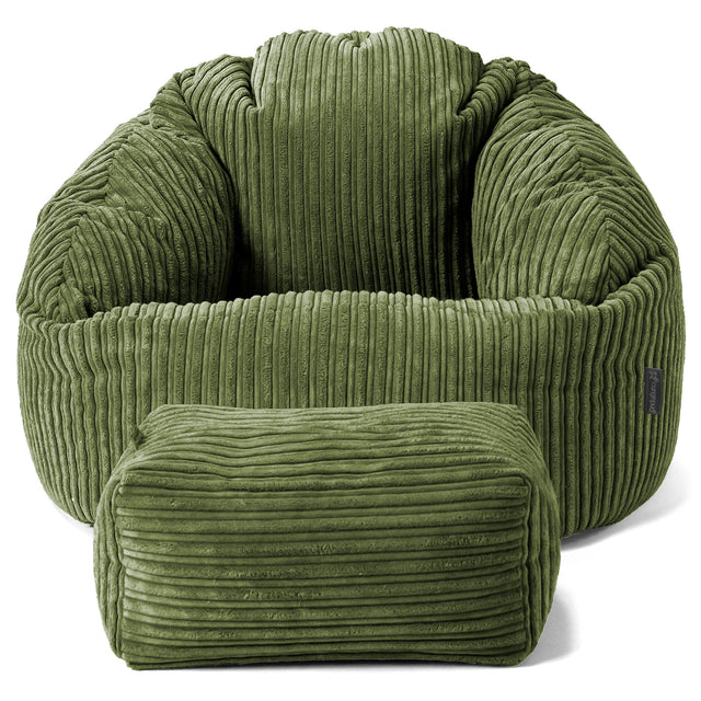 Bubble Bean Bag Chair - Cord Forest Green 02