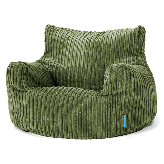 Children's Armchair Bean Bag 3-8 yr - Cord Forest Green 01