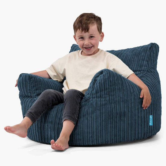 Childs Armchair 3-8 Bean Bag - Cord Navy Blue 02
