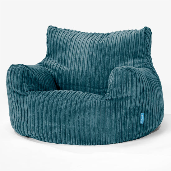 Childs Armchair 3-8 Bean Bag - Cord Teal Blue 01
