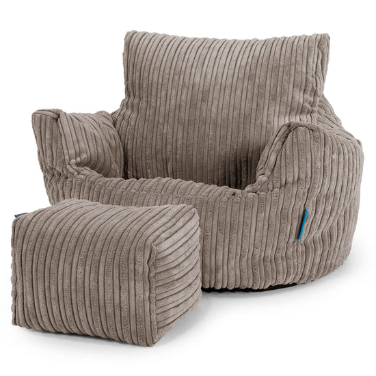 Kids Armchair Bean Bag for Toddlers 1-3 yr - Cord Dovetail Grey 02