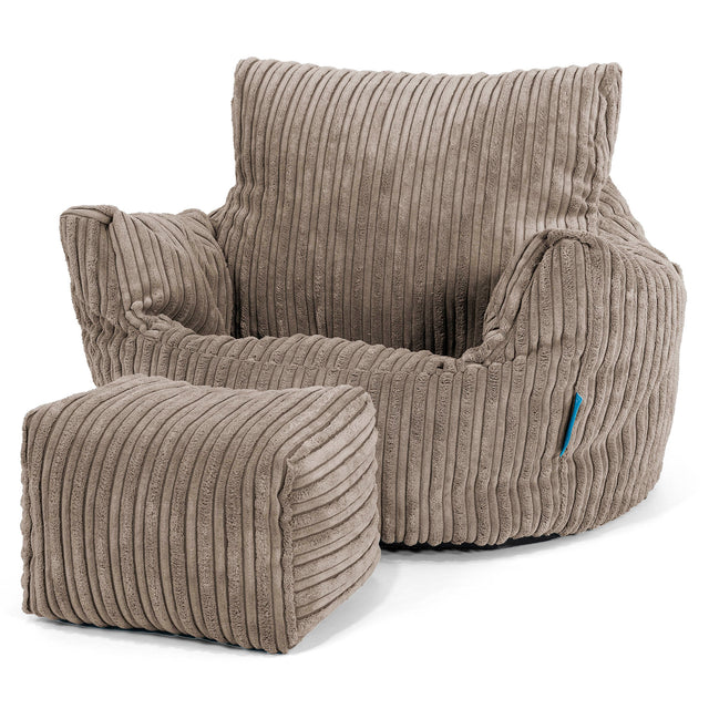 Kids Armchair Bean Bag for Toddlers 1-3 yr - Cord Dovetail Grey 02