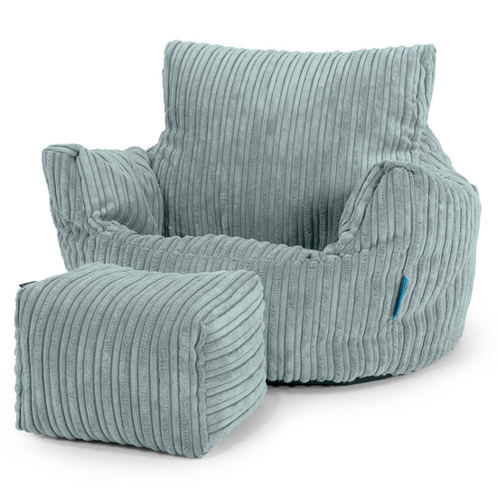 Kids Armchair Bean Bag for Toddlers 1-3 yr - Cord Mint Green 02