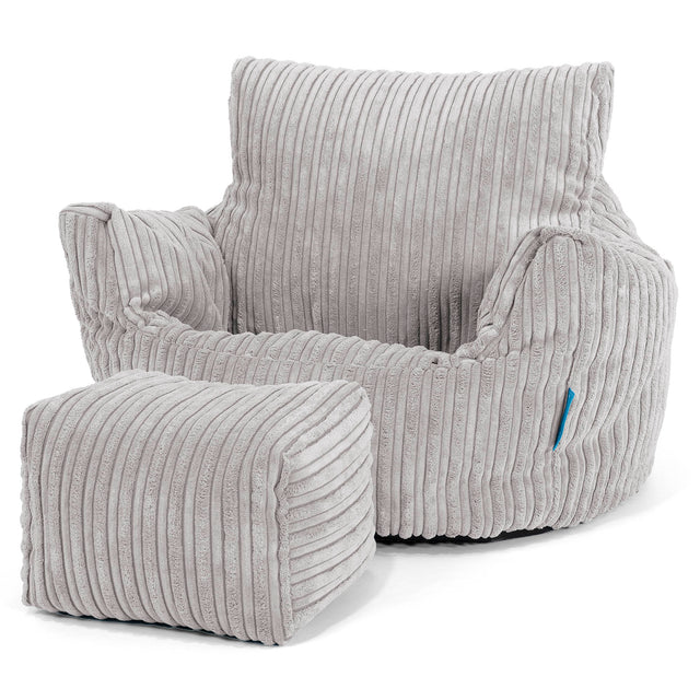 Kids Armchair Bean Bag for Toddlers 1-3 yr - Cord Aluminium Silver 02