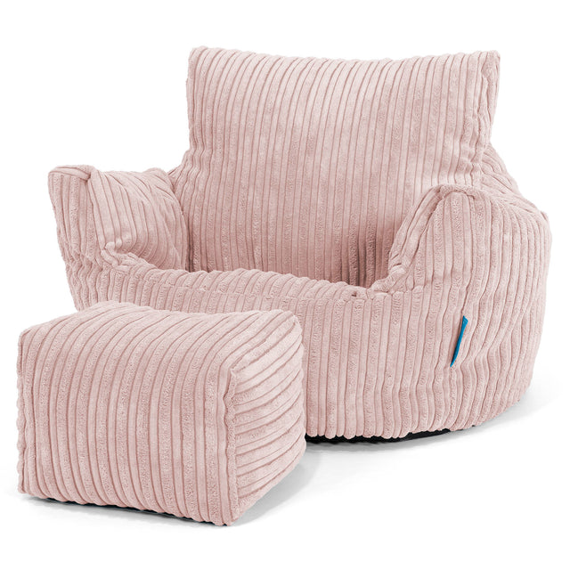 Kids Armchair Bean Bag for Toddlers 1-3 yr - Cord Blush Pink 02