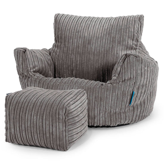 Kids Armchair Bean Bag for Toddlers 1-3 yr - Cord Graphite Grey 02