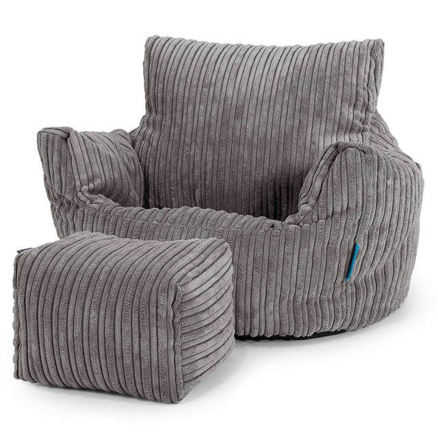 Kids Armchair Bean Bag for Toddlers 1-3 yr - Cord Graphite Grey 02