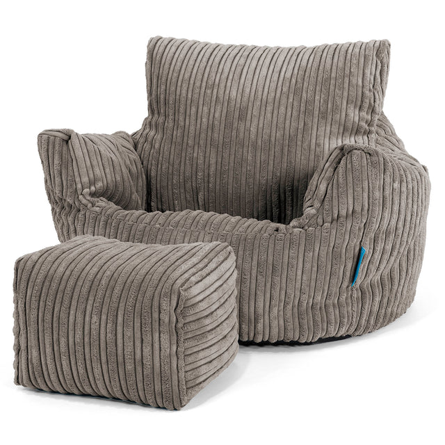 Kids Armchair Bean Bag for Toddlers 1-3 yr - Cord Graphite Grey 02