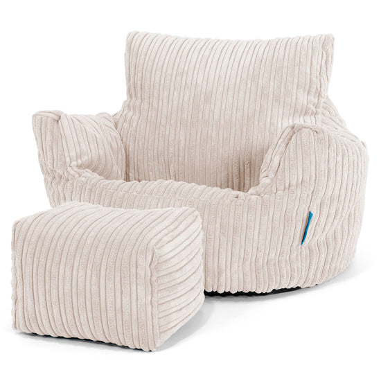 Kids Armchair Bean Bag for Toddlers 1-3 yr - Cord Ivory 02