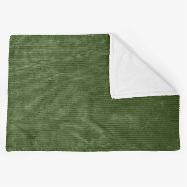 Large Sherpa Throw / Blanket 140 x 200cm - Cord Forest Green 02