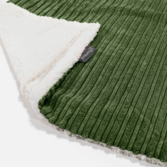 Sherpa Throw / Blanket - Cord Forest Green 01