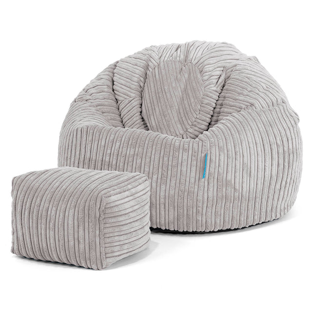 Classic Kids Bean Bag Chair 1-5 yr - Cord Aluminium Silver 02