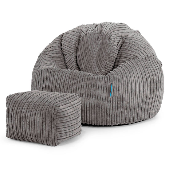 Classic Kids Bean Bag Chair 1-5 yr - Cord Graphite Grey 02