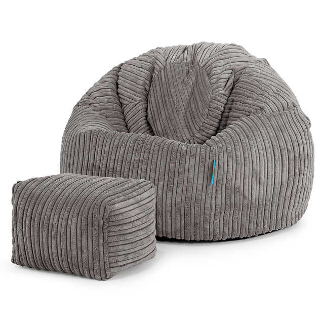 Classic Kids Bean Bag Chair 1-5 yr - Cord Graphite Grey 02