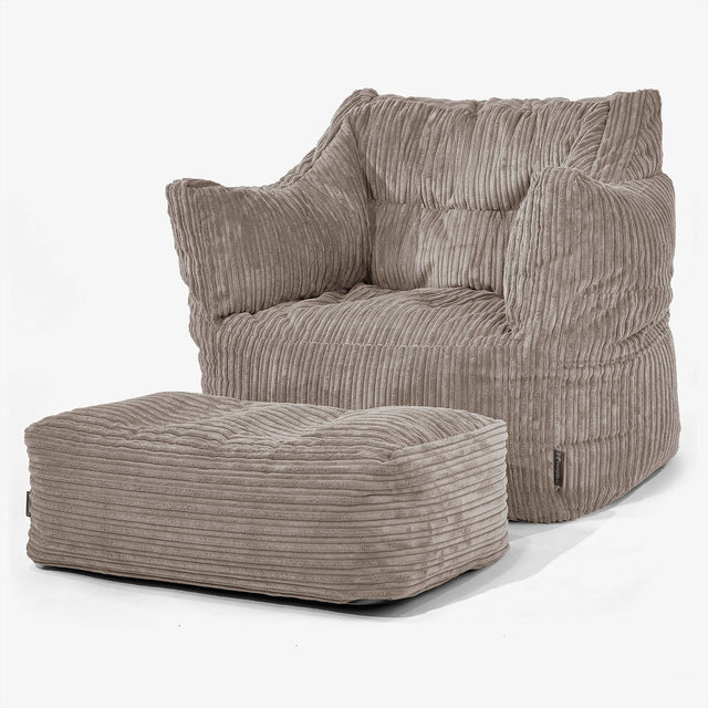 Victor Bean Bag Armchair - Cord Dovetail Grey 02