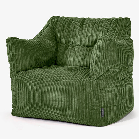 Victor Bean Bag Armchair - Cord Forest Green 01