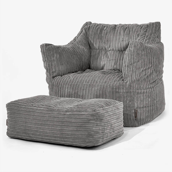 Victor Bean Bag Armchair - Cord Graphite Grey 02