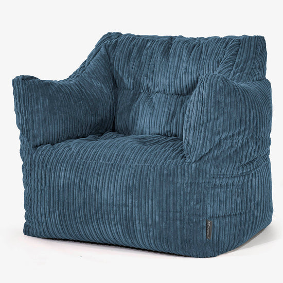 Victor Bean Bag Armchair - Cord Navy Blue 01