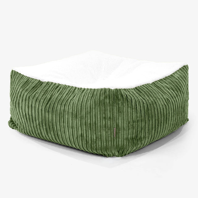 The Crash Pad Mattress Large Dog Bed - Sherpa & Cord Forest Green 01