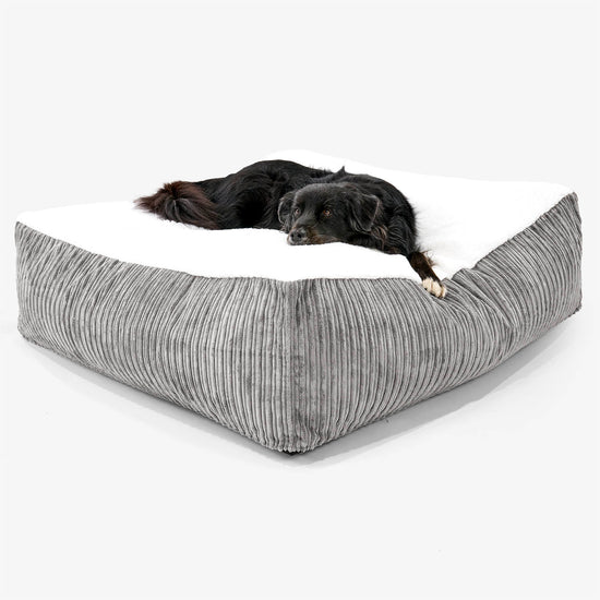 The Crash Pad Mattress XXL Dog Bed - Sherpa & Cord Graphite Grey 02