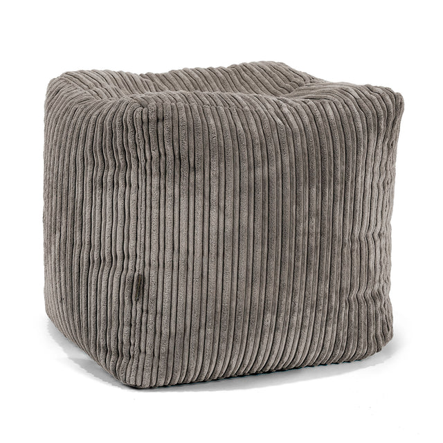 Cube Footstool Pouffe - Cord Graphite Grey 01