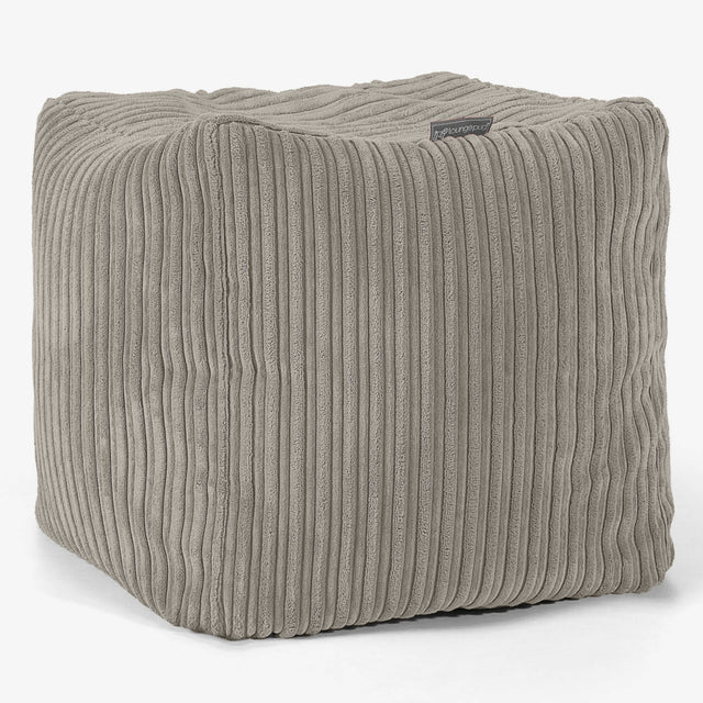 Cube Footstool Pouffe - Cord Mink 01