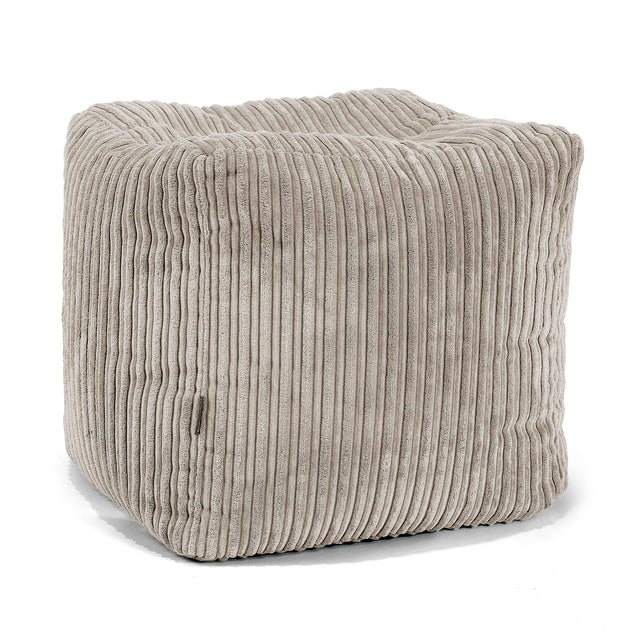 Cube Footstool Pouffe - Cord Mink 01
