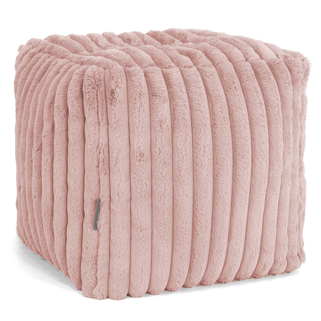 Cube Footstool Pouffe - Ultra Plush Cord Dusty Pink 01