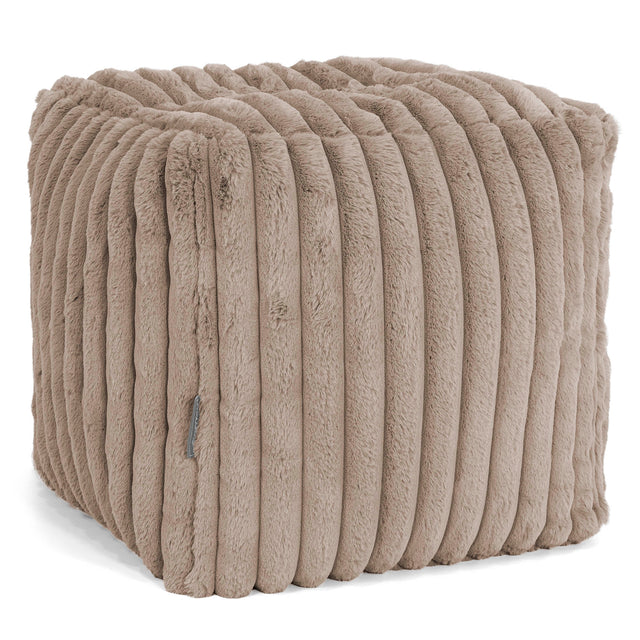 Cube Footstool Pouffe - Ultra Plush Cord Minky 01