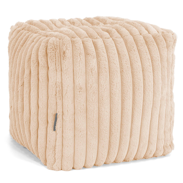 Cube Footstool Pouffe - Ultra Plush Cord Peach 01