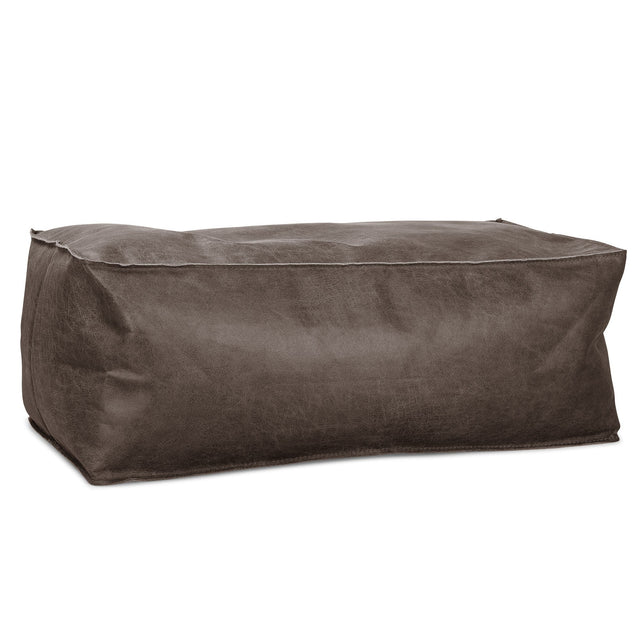 Large Footstool - Distressed Leather Natural Slate 01
