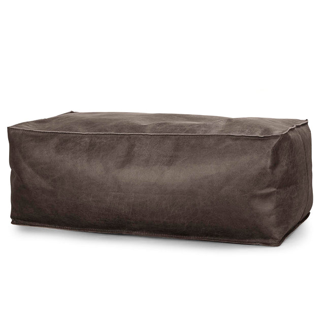 Large Footstool - Distressed Leather Natural Slate 01