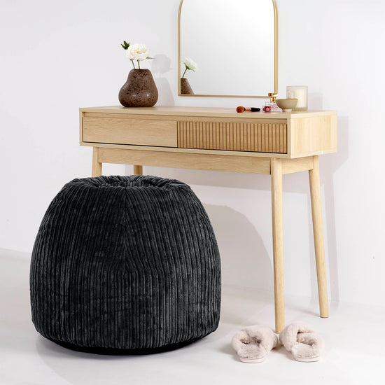 Dressing Table Pouf Stool - Cord Black 02