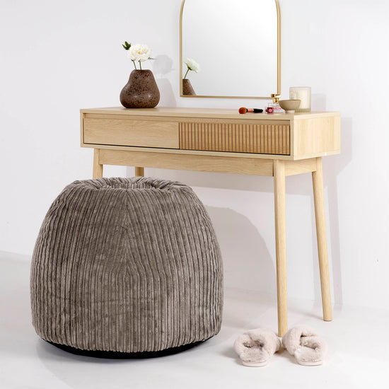 Dressing Table Pouf Stool - Cord Dovetail Grey 02