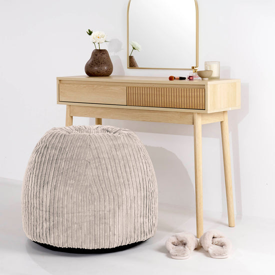 Dressing Table Pouf Stool - Cord Ivory 02